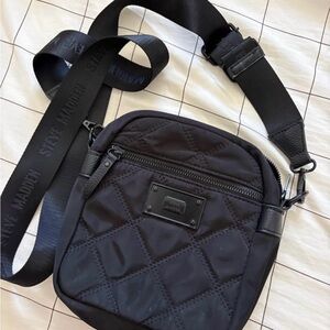 Stylish Black Quilted Men's Crossbody Bag